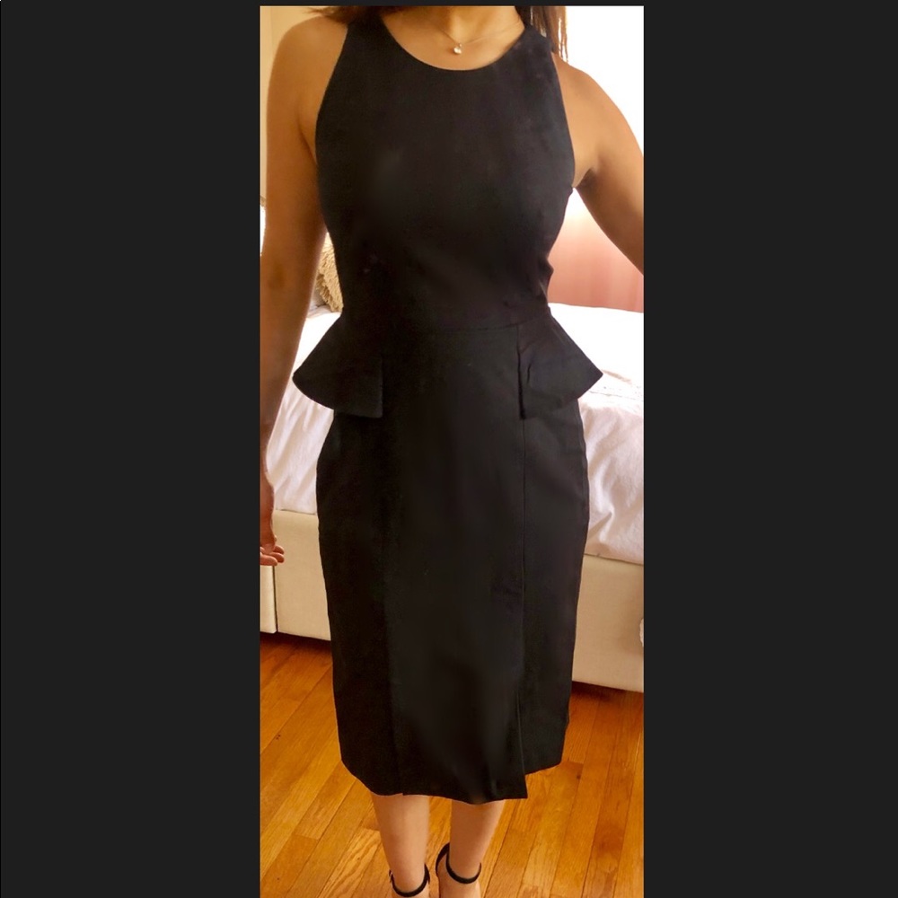 Fitted below knew black dress